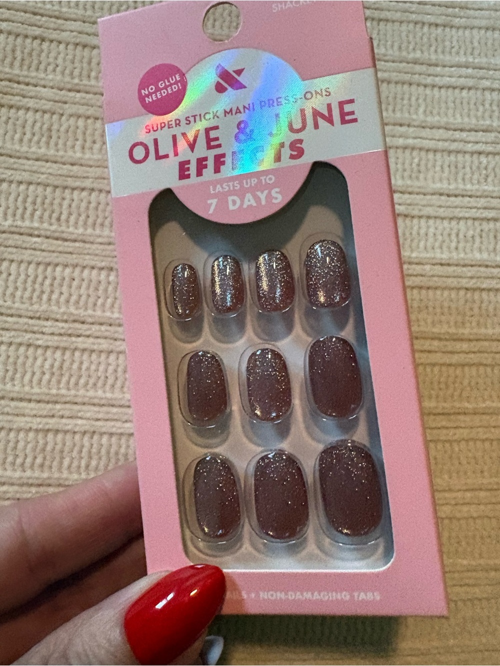 Olive & June Glitter Mauve Press-On Nails - Stick-On Nail Set extra short round